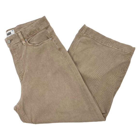 PAIGE Beige Cropped Wide Leg Jeans | Women’s Size 30 - Picture 1 of 8